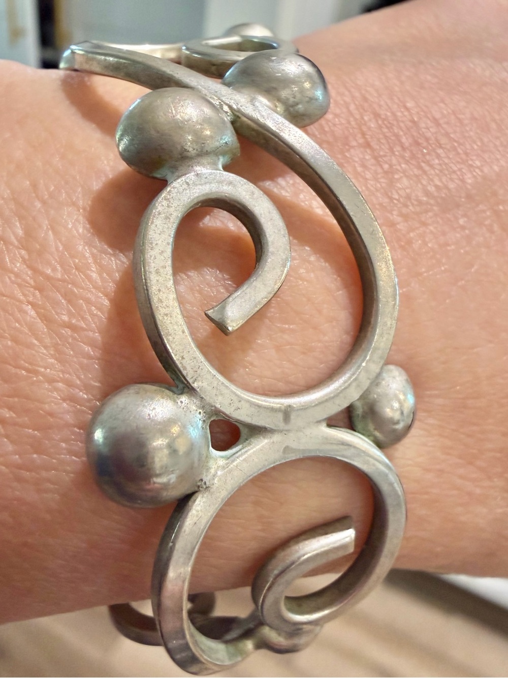 Vintage Mexican 925 Silver Scroll
Statement Cuff Bracelet